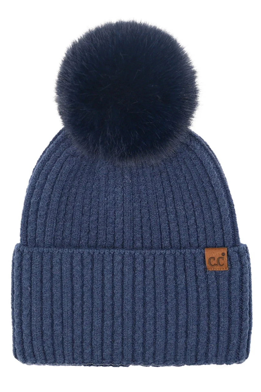 C.C Cable Cuff Pom Beanie - Image 4