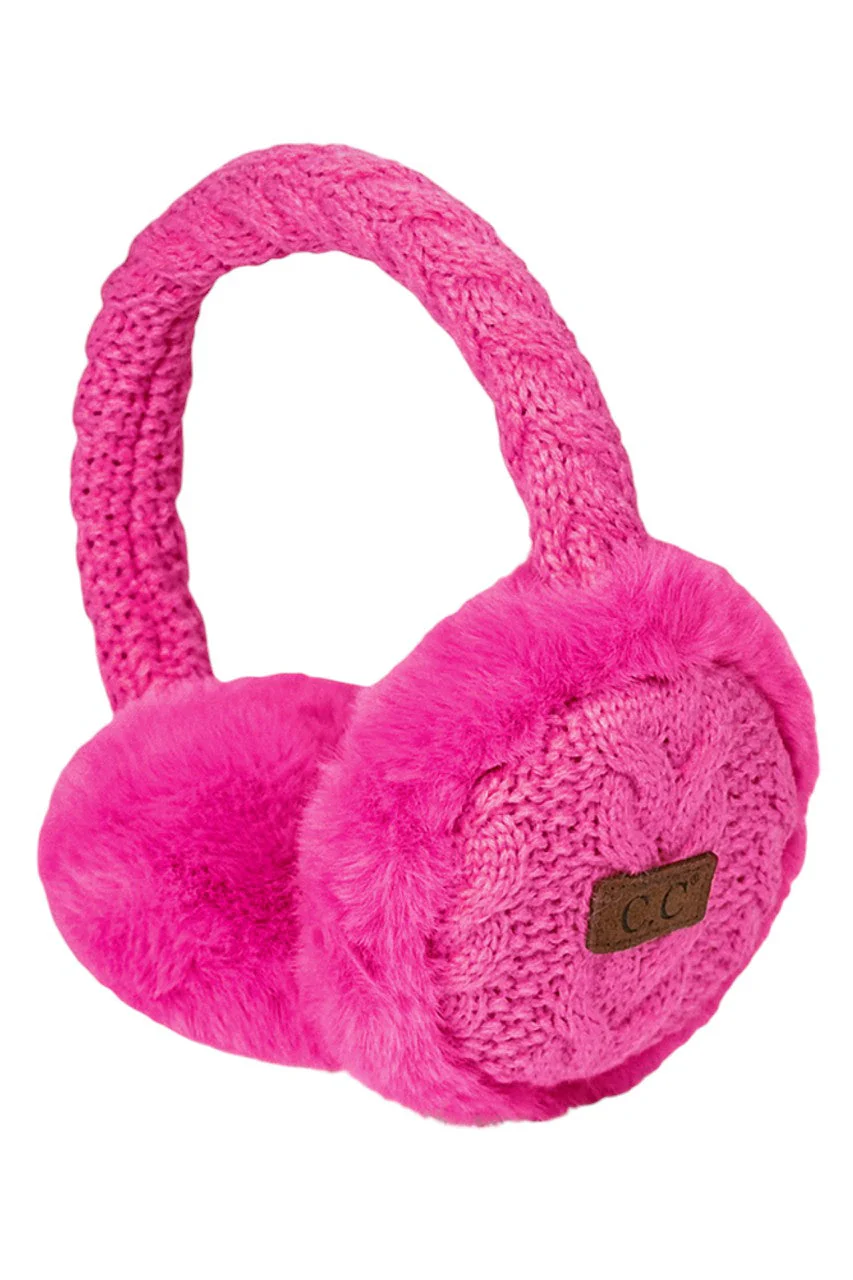 C.C Cable Knit Faux Fur Earmuff - Image 14