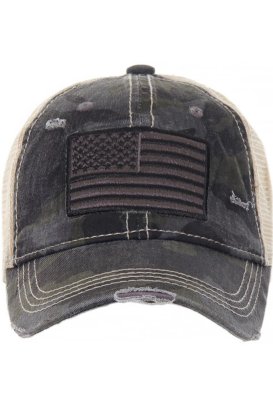 C.C CAMOUFLAGE FLAG American Flag BASEBALL PONYCAP