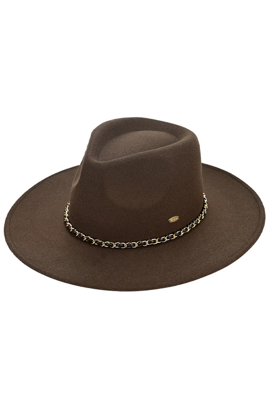 C.C Chain Trim Band Vegan Felt Panama Hat - Image 2