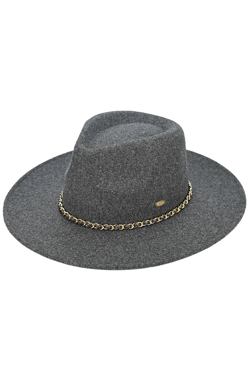C.C Chain Trim Band Vegan Felt Panama Hat - Image 4