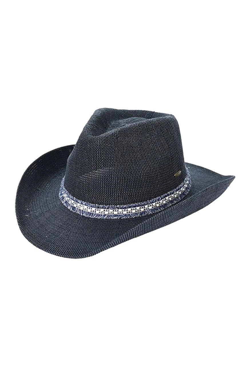 C.C Cowboy Hat With Fringe Trim Bands - Image 2