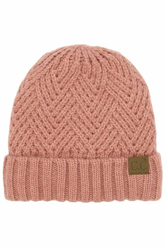 C.C Criss Cross Pattern Cuff Beanie Hats - Image 3