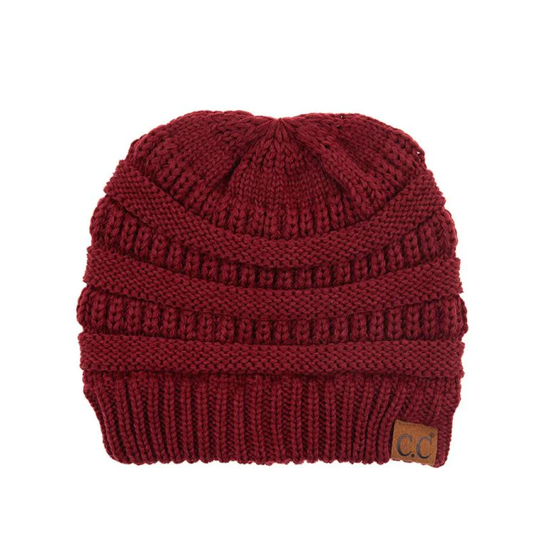 C.C CRISS CROSS PONYTAIL KNIT BEANIE - Image 6