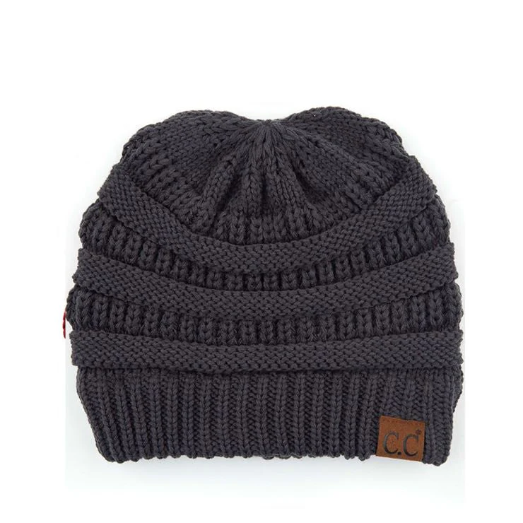 C.C CRISS CROSS PONYTAIL KNIT BEANIE - Image 8