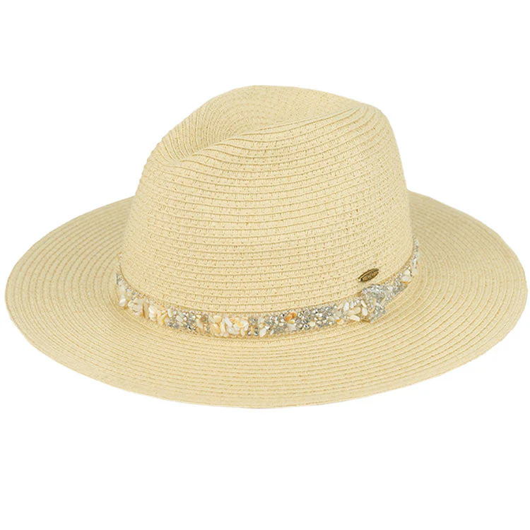 C.C Gem Stone Trim Band Straw Panama Sun Hat - Image 4