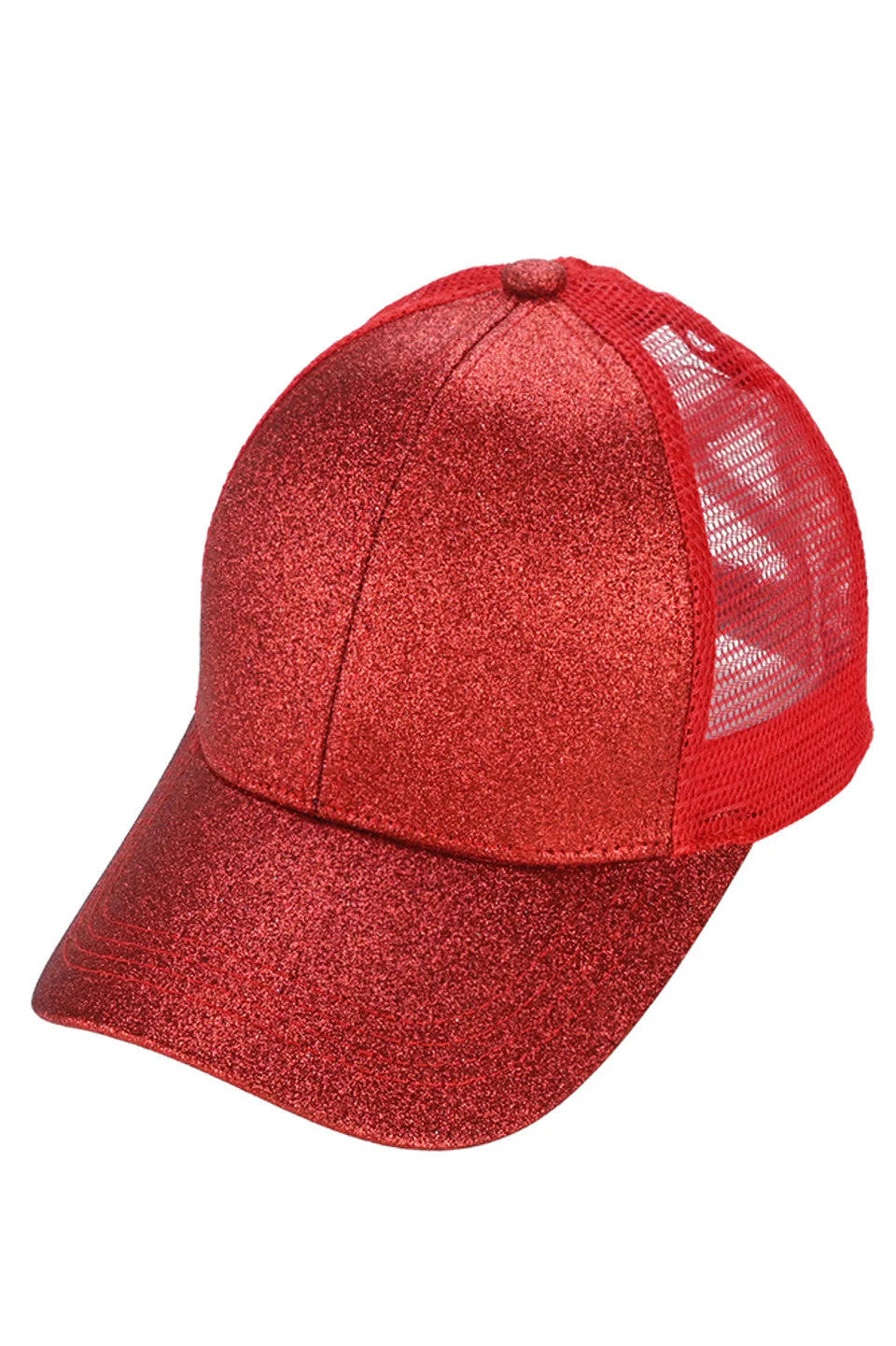 C.C Glitter Mesh Back Criss-Cross Ponytail Cap - Image 6