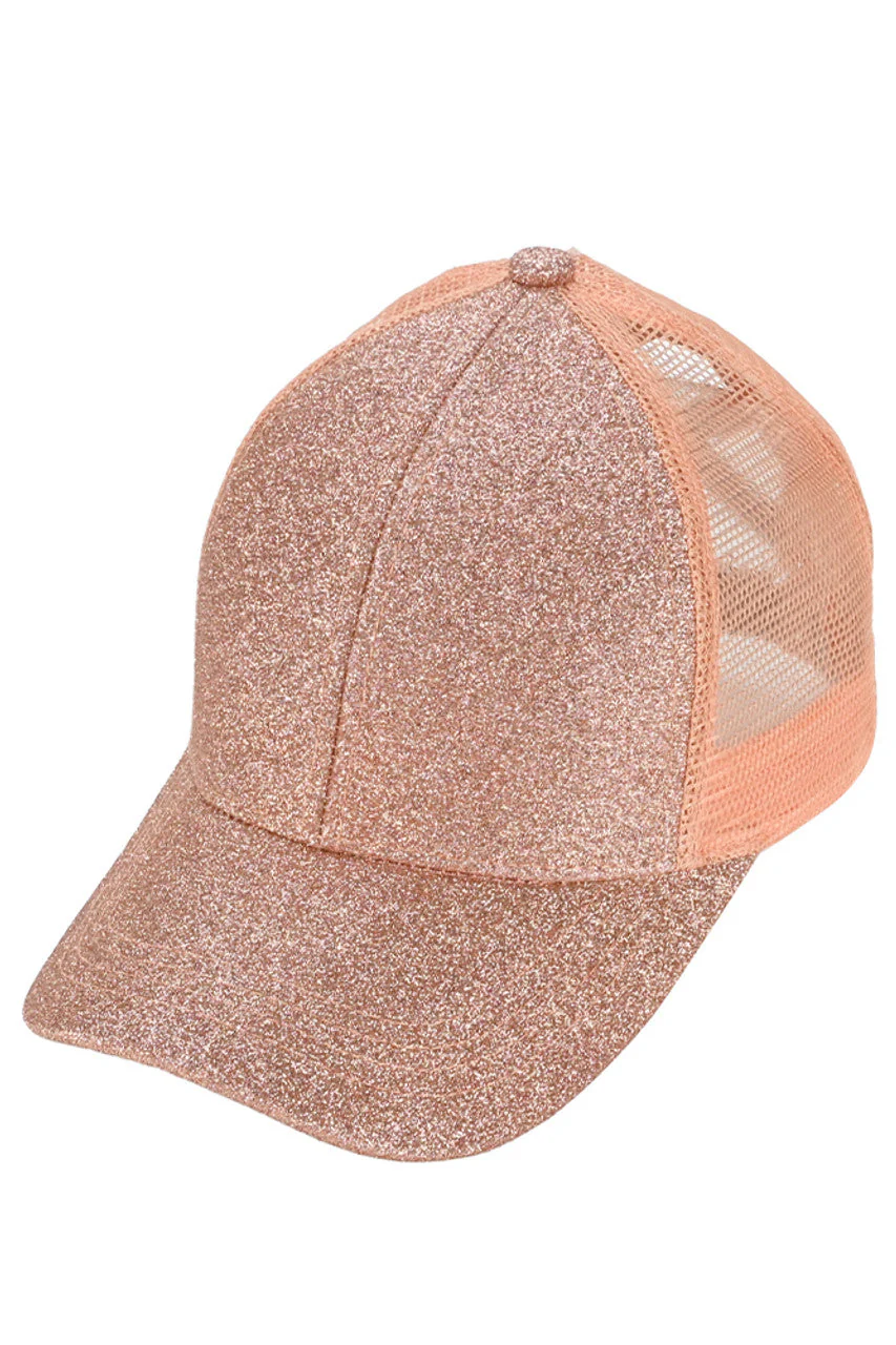 C.C Glitter Mesh Back Criss-Cross Ponytail Cap - Image 7