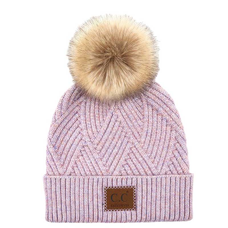 C.C Heather Beanie Hat With Pom Pom And Suede Patch - Image 11
