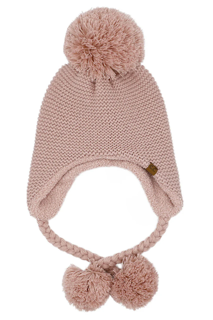 C.C Knitted Trapper with Yarn Pom Beanie - Image 4
