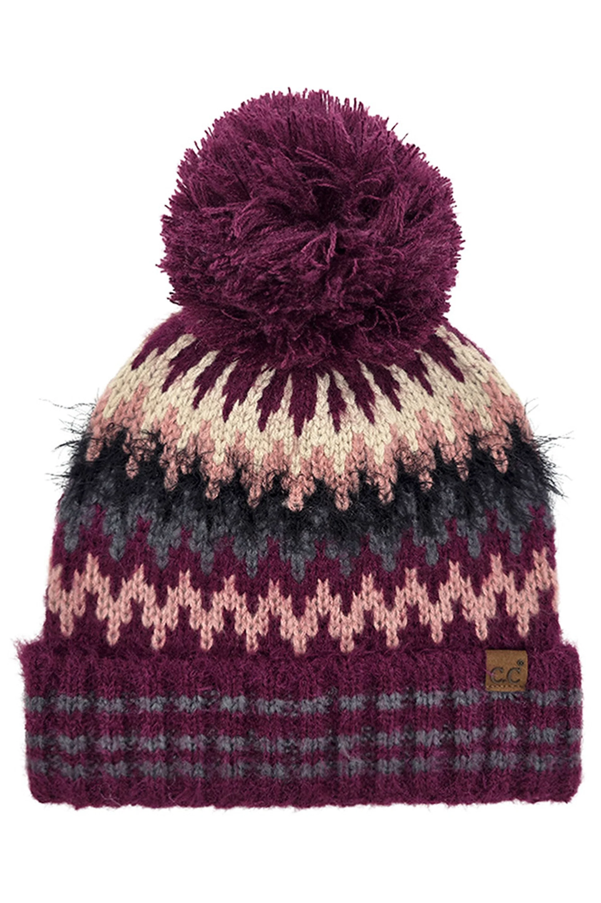 C.C Multi Color Chevron Pom Beanie - Image 2