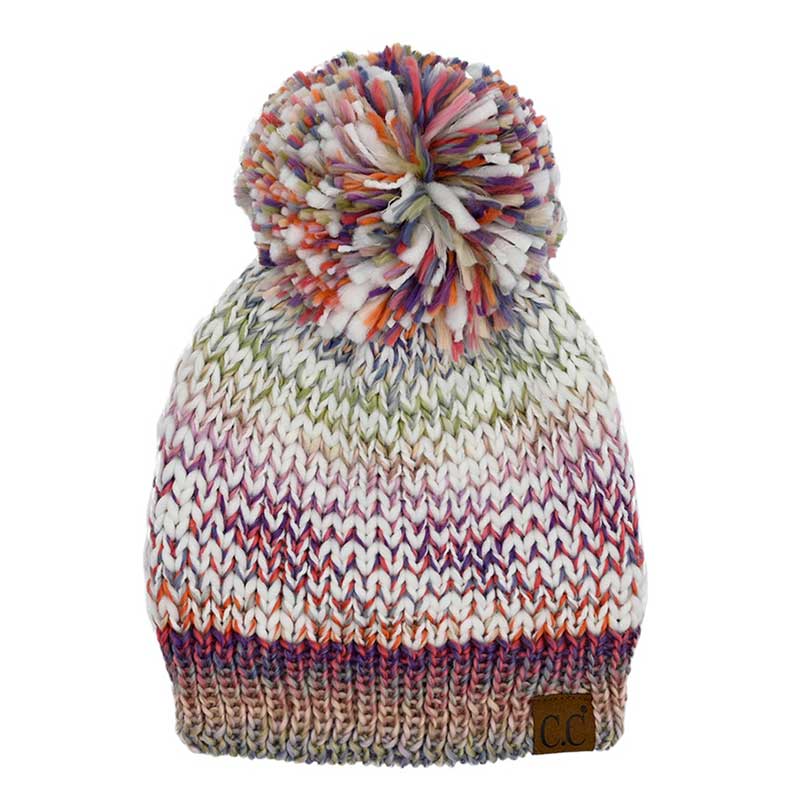 C.C Multi Color Yarn Pom Pom Beanie - Image 2