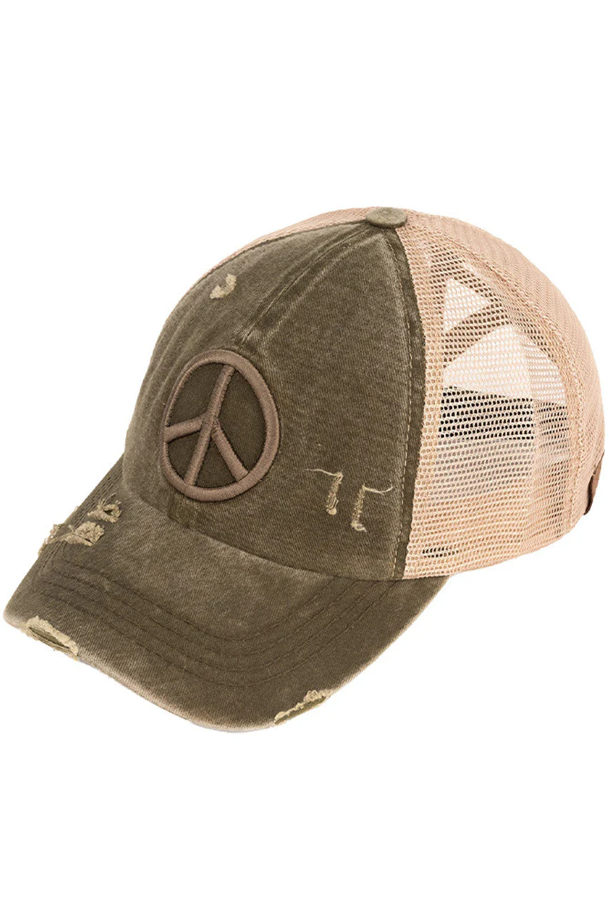 C.C Peace Sign Distressed Pony Cap - Image 5