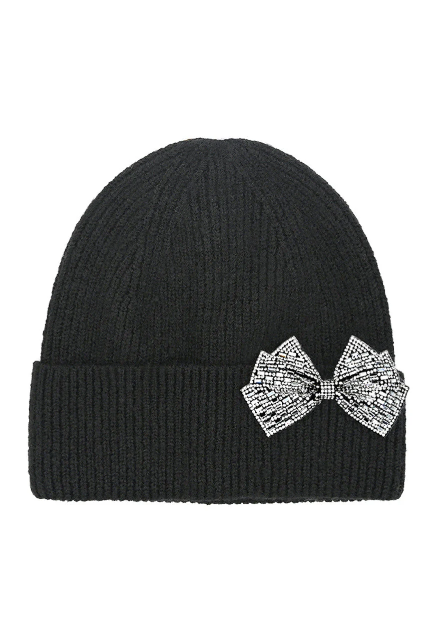 C.C Rhinestone Bow Cuff Beanie
