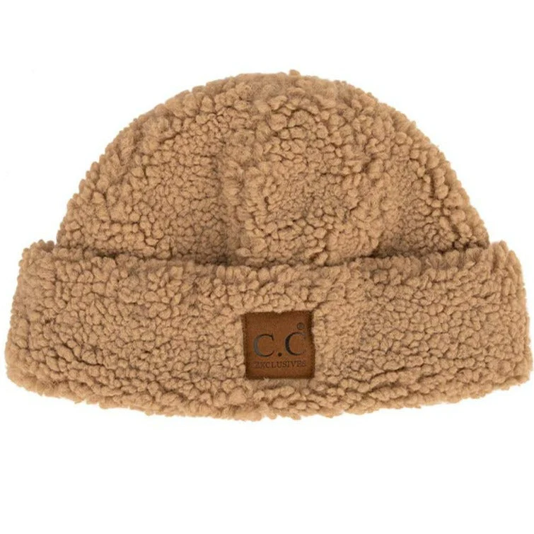 C.C Sherpa Cuff Beanie with C.C. Suede Logo - Image 2