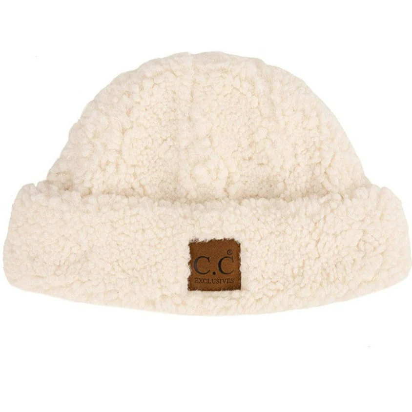 C.C Sherpa Cuff Beanie with C.C. Suede Logo - Image 4