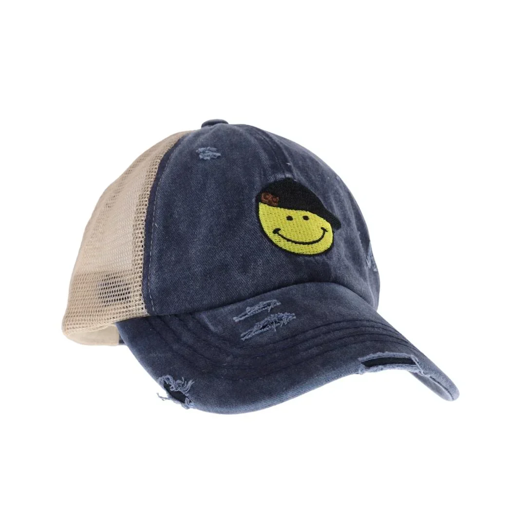 C.C Smiley Face Criss Cross High Pony C.C Ball Cap - Image 7