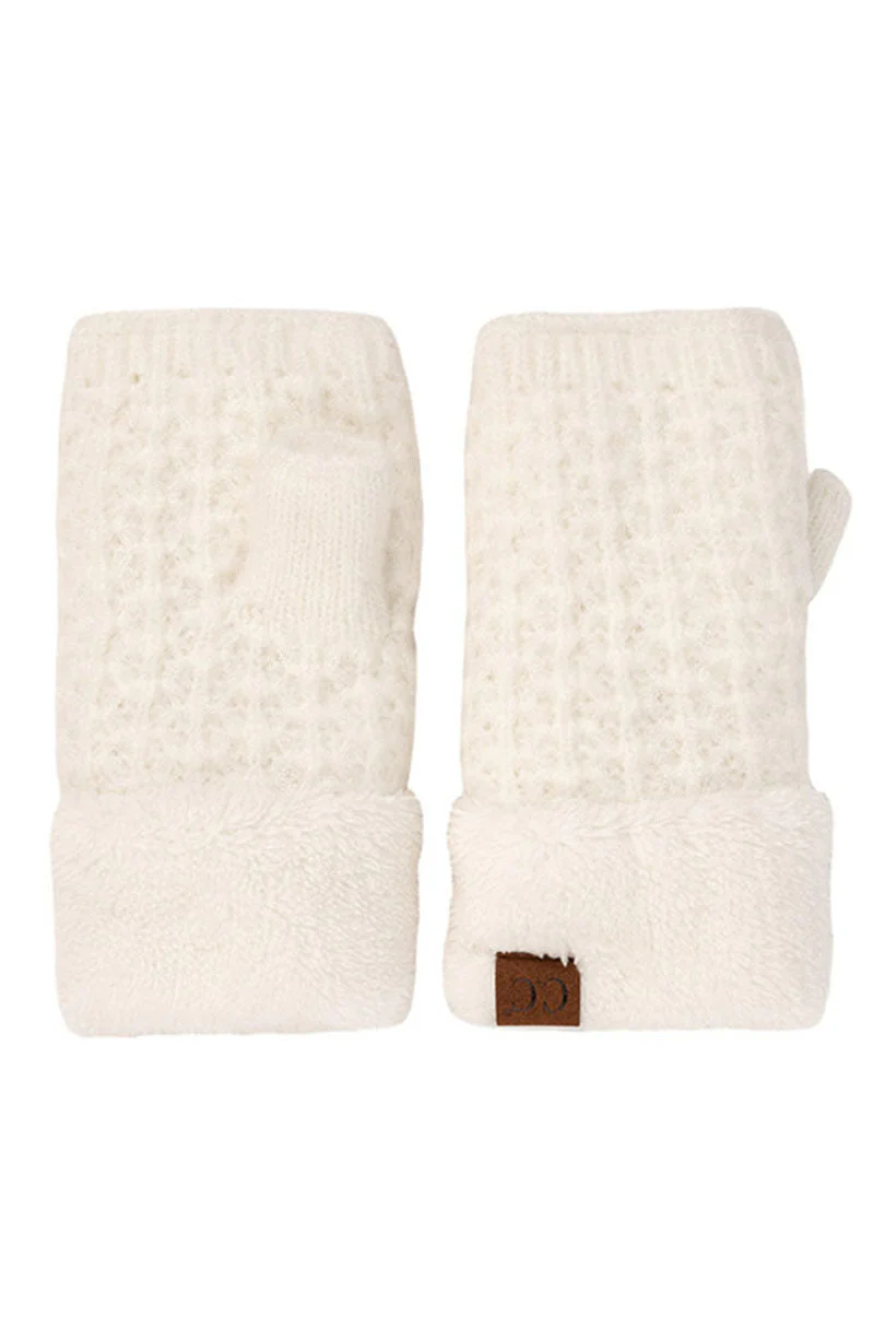C.C Smocking Stitch Pattern Fingerless Gloves - Image 6