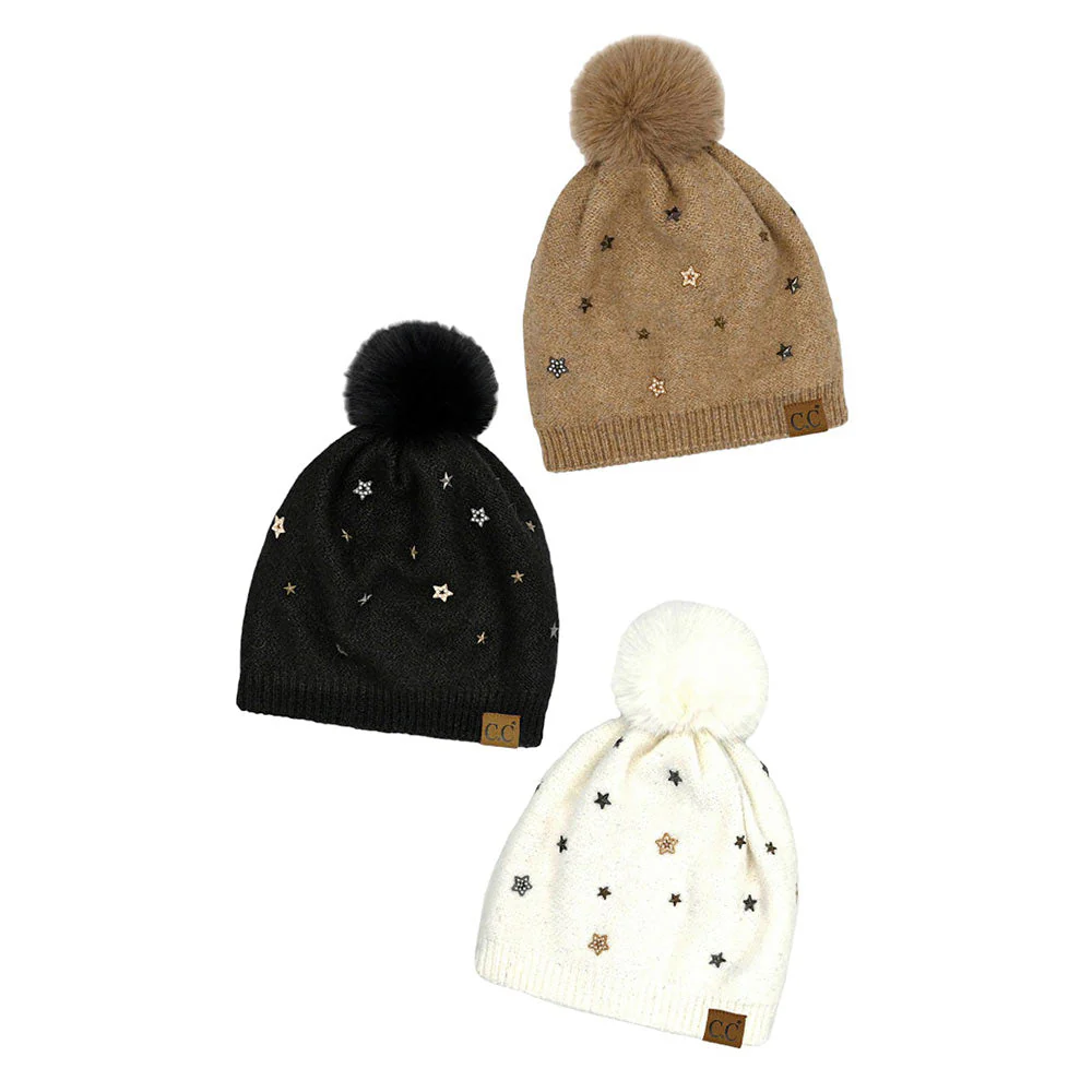 C.C Star Stud Pom Beanie - Image 4