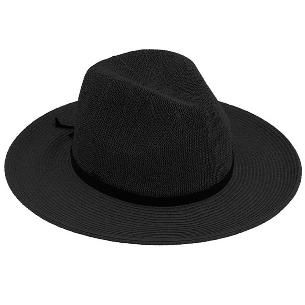 C.C Suede Lace Trim Band Panama Hat - Image 3