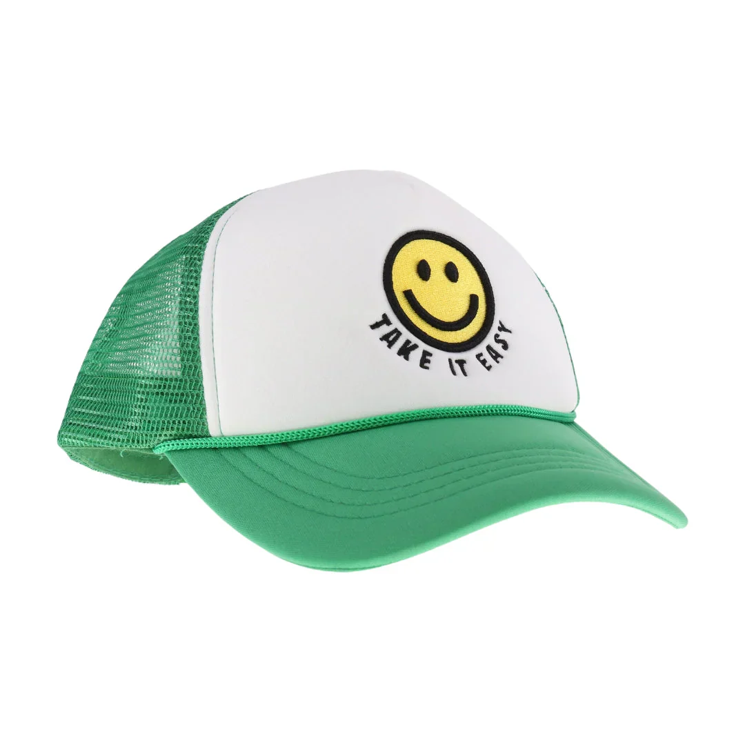 C.C TAKE IT EASY Smiley Face Trucker Cap - Image 3