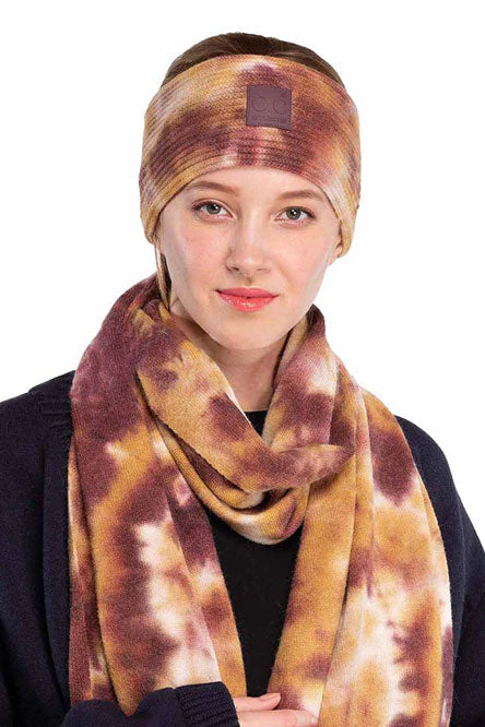 C.C Tie Dye Headband With Rubber Patch Headwrap Earmuffs - Image 10