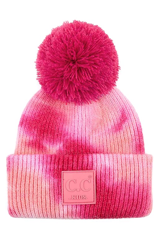 C.C Tie Dye Kids Beanie With C C Rubber Patch And Yarn Pom - Image 5