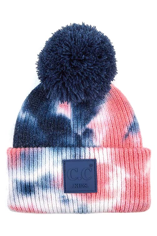 C.C Tie Dye Kids Beanie With C C Rubber Patch And Yarn Pom - Image 7