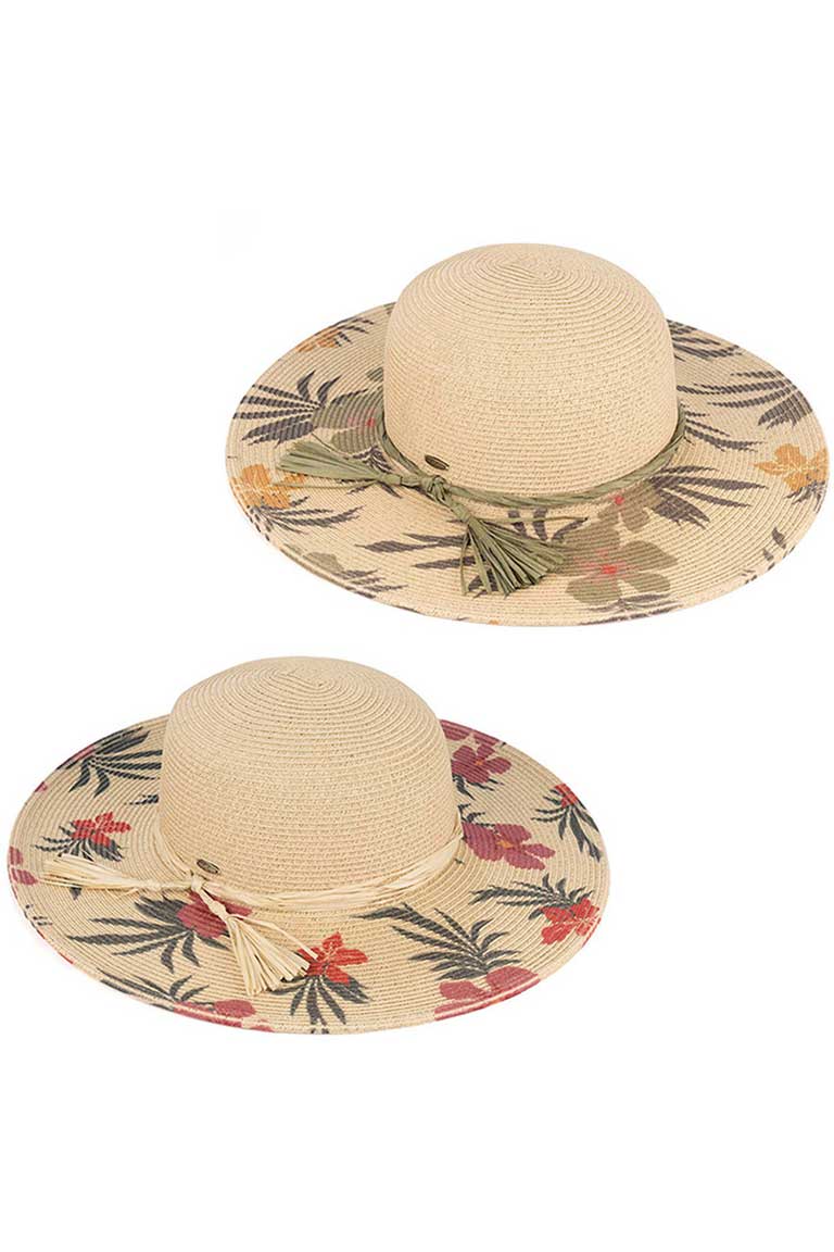 C.C Tropical Floral Wide Brim Straw Hat - Image 3