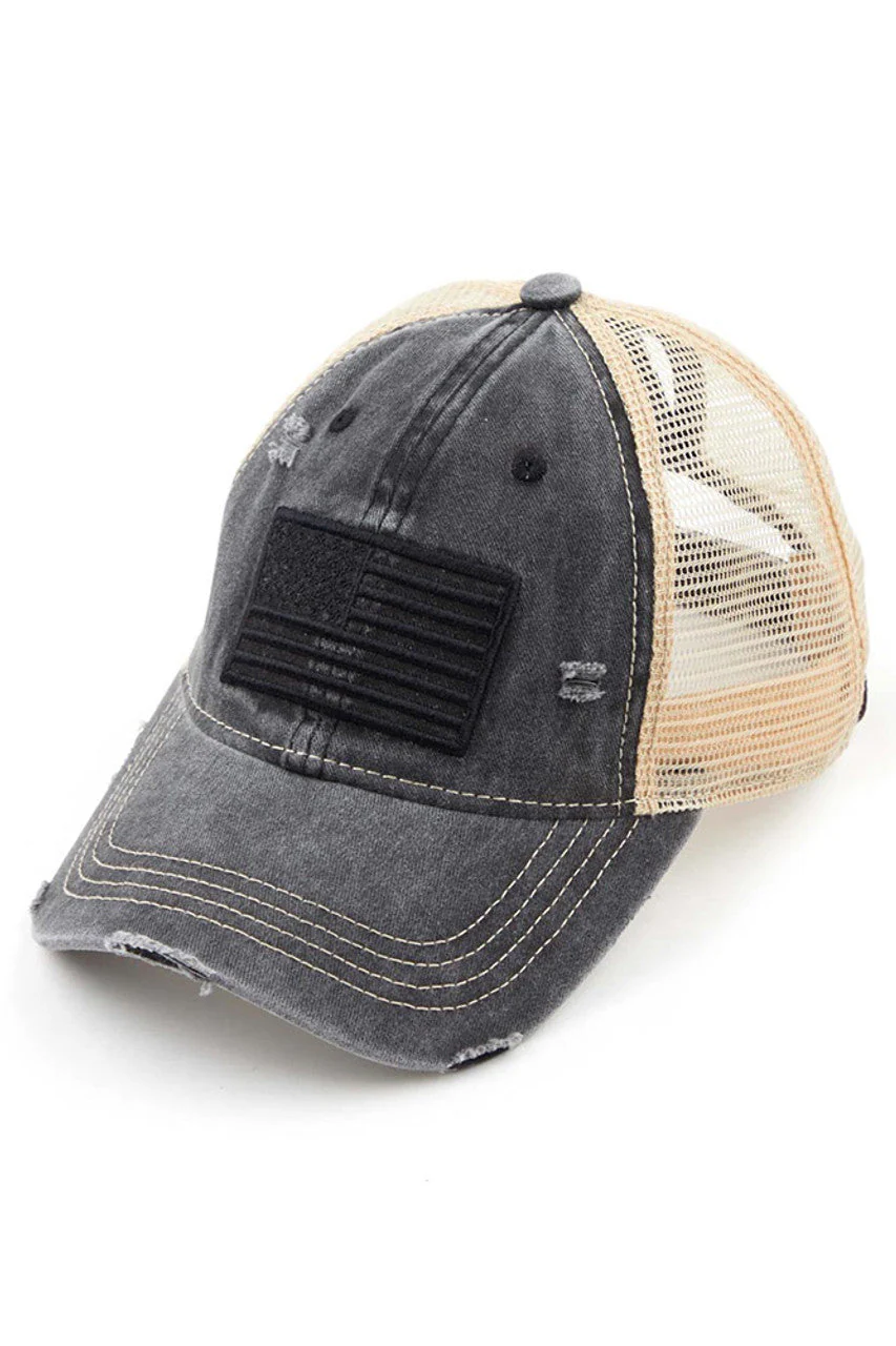C.C U.S.A EMBROIDERY American Flag PONYCAP