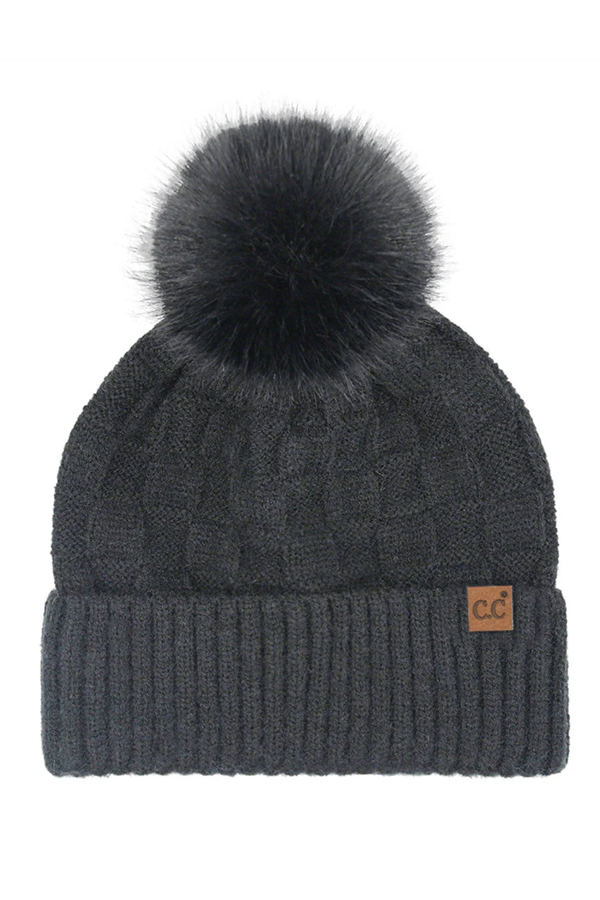 C.C Weaving Texture Knit Pom Beanie - Image 2
