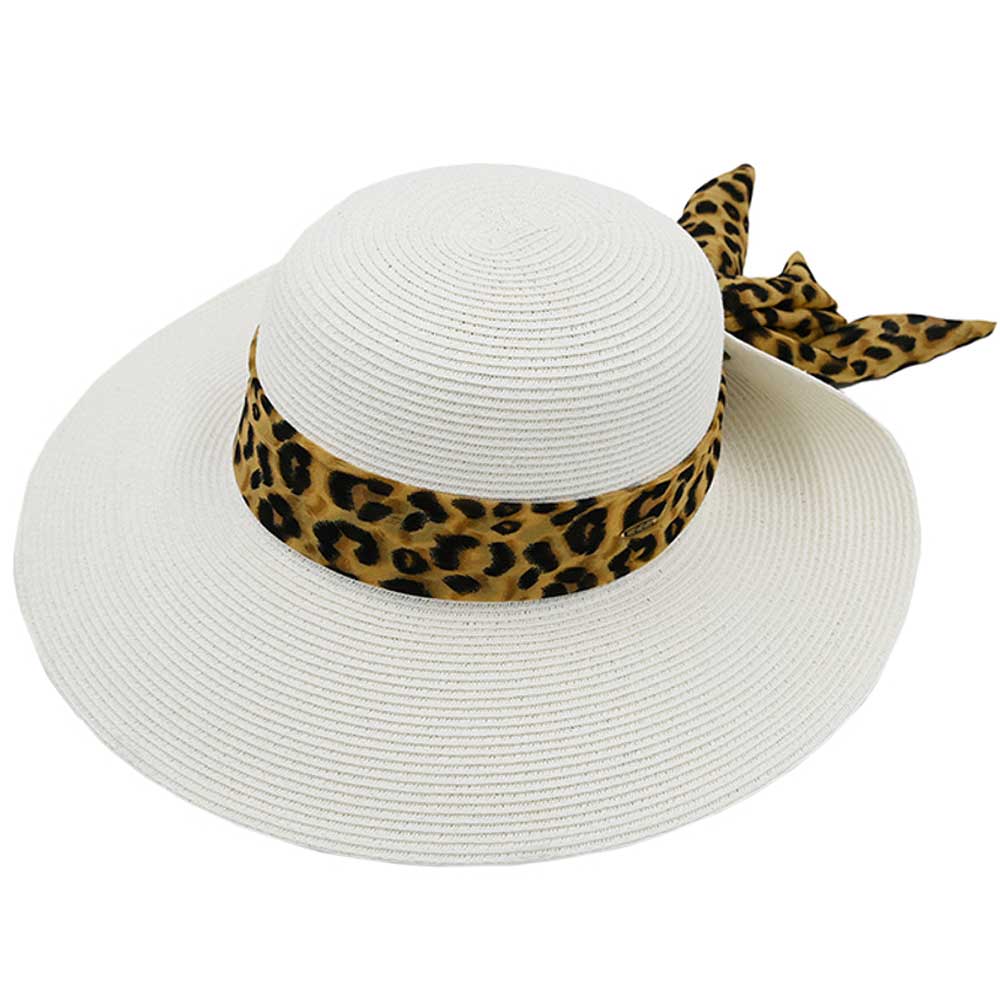 C.C Wide Brim Leopard Print Rolled Up Sun Hat - Image 3