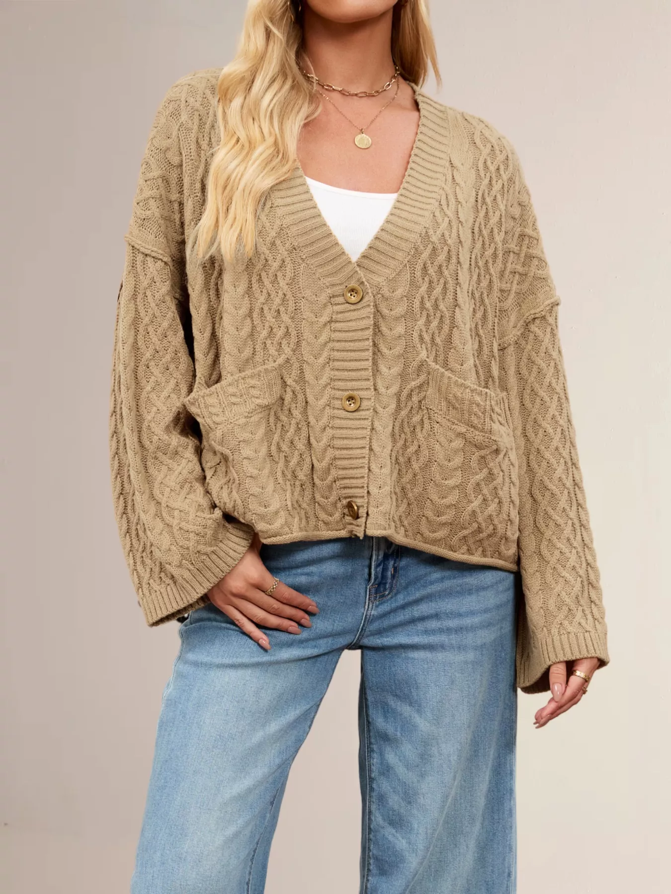 Cable Knit Button-Down Cardigan - Image 18
