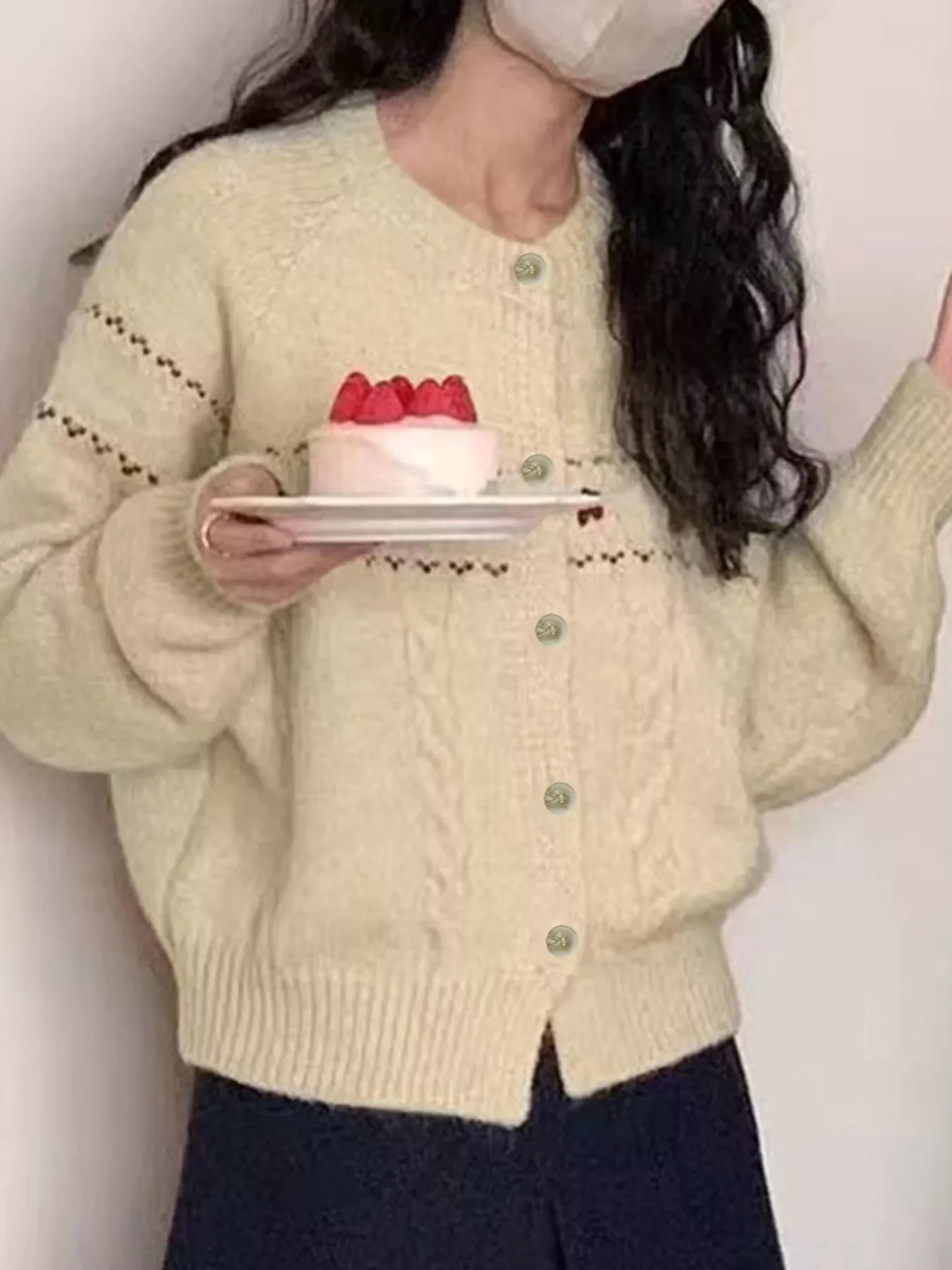 Cable Knit Button Up Cardigan - Image 4