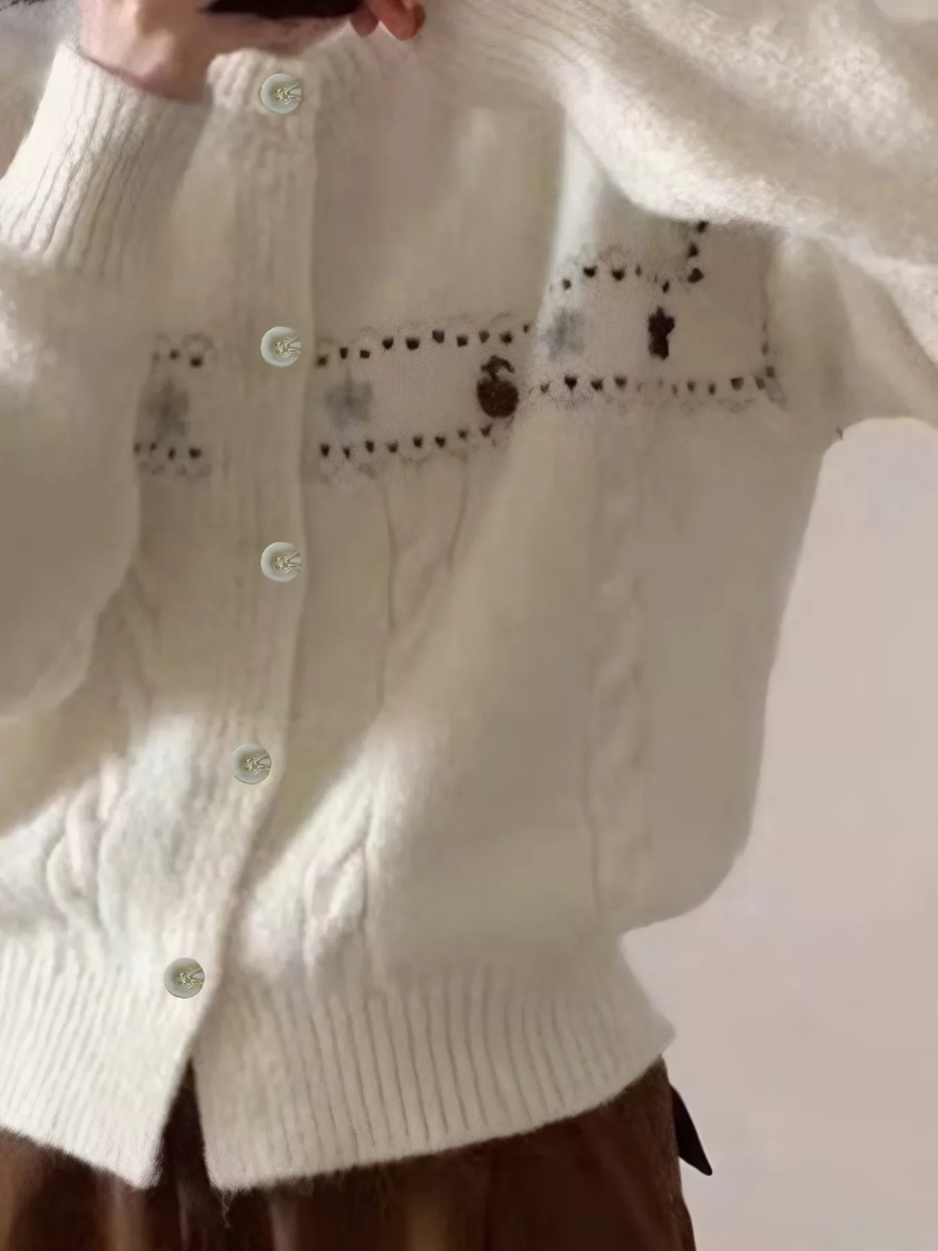 Cable Knit Button Up Cardigan - Image 6