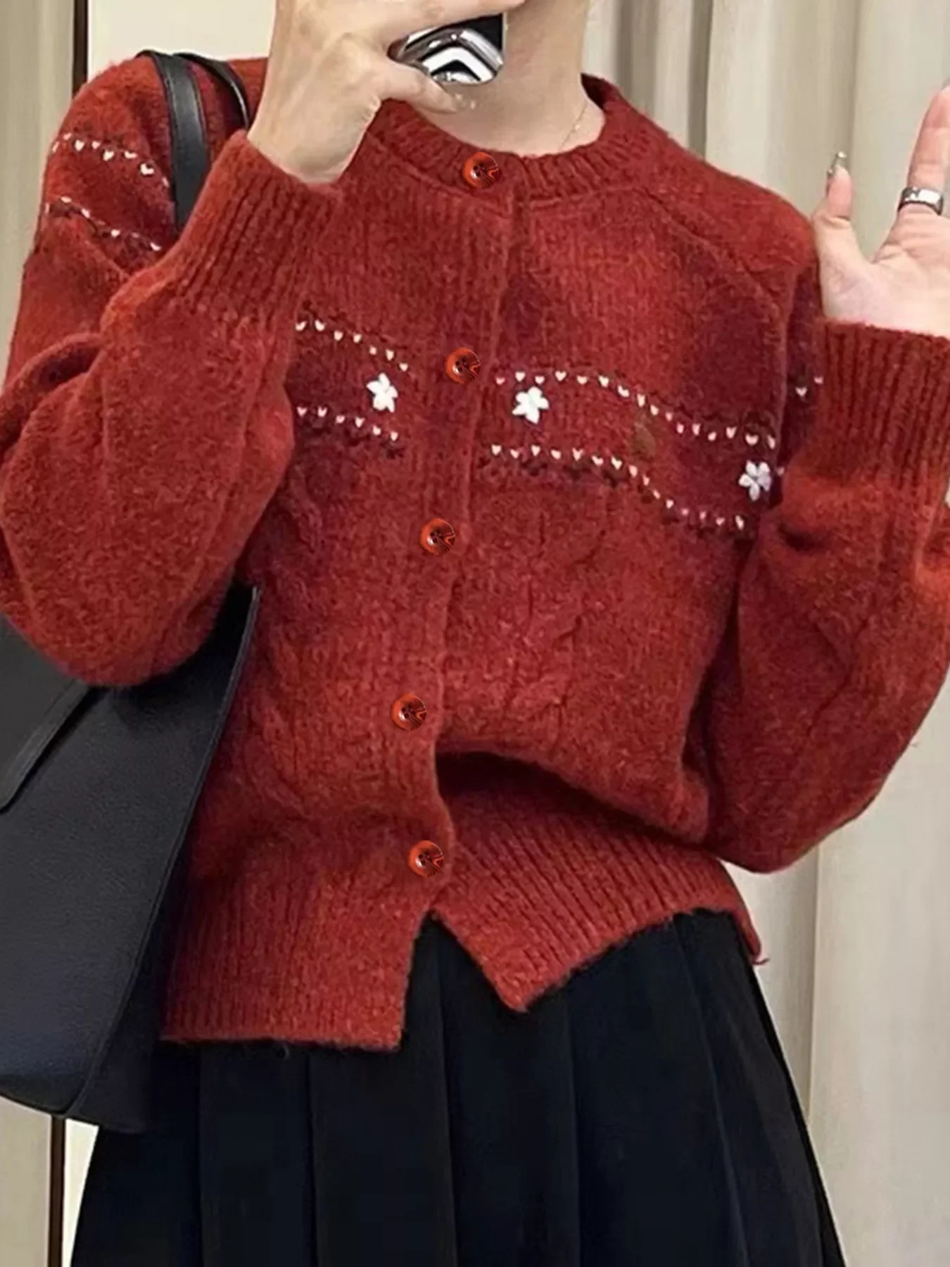 Cable Knit Button Up Cardigan - Image 9