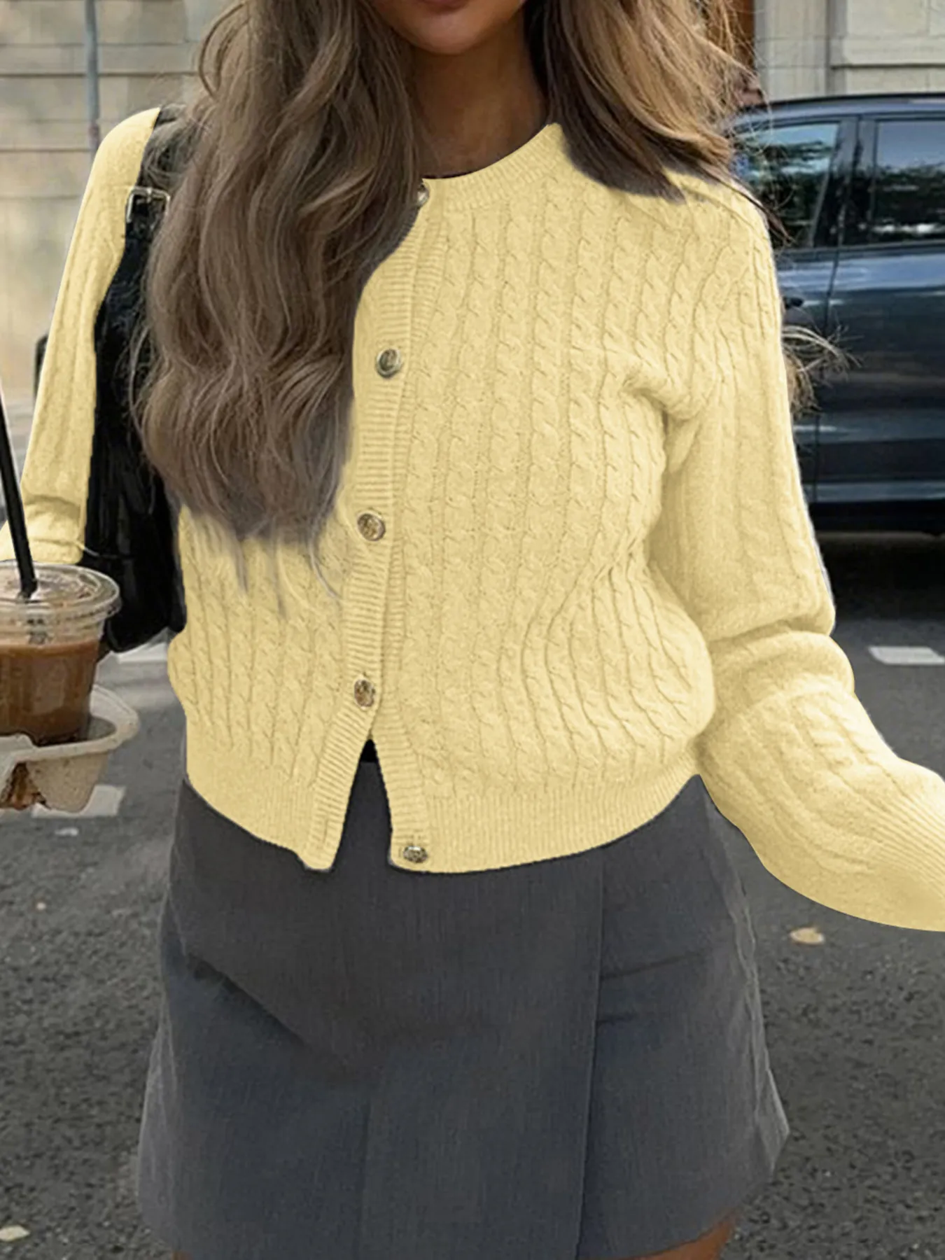 Cable Knit Button-Up Cardigan - Image 12