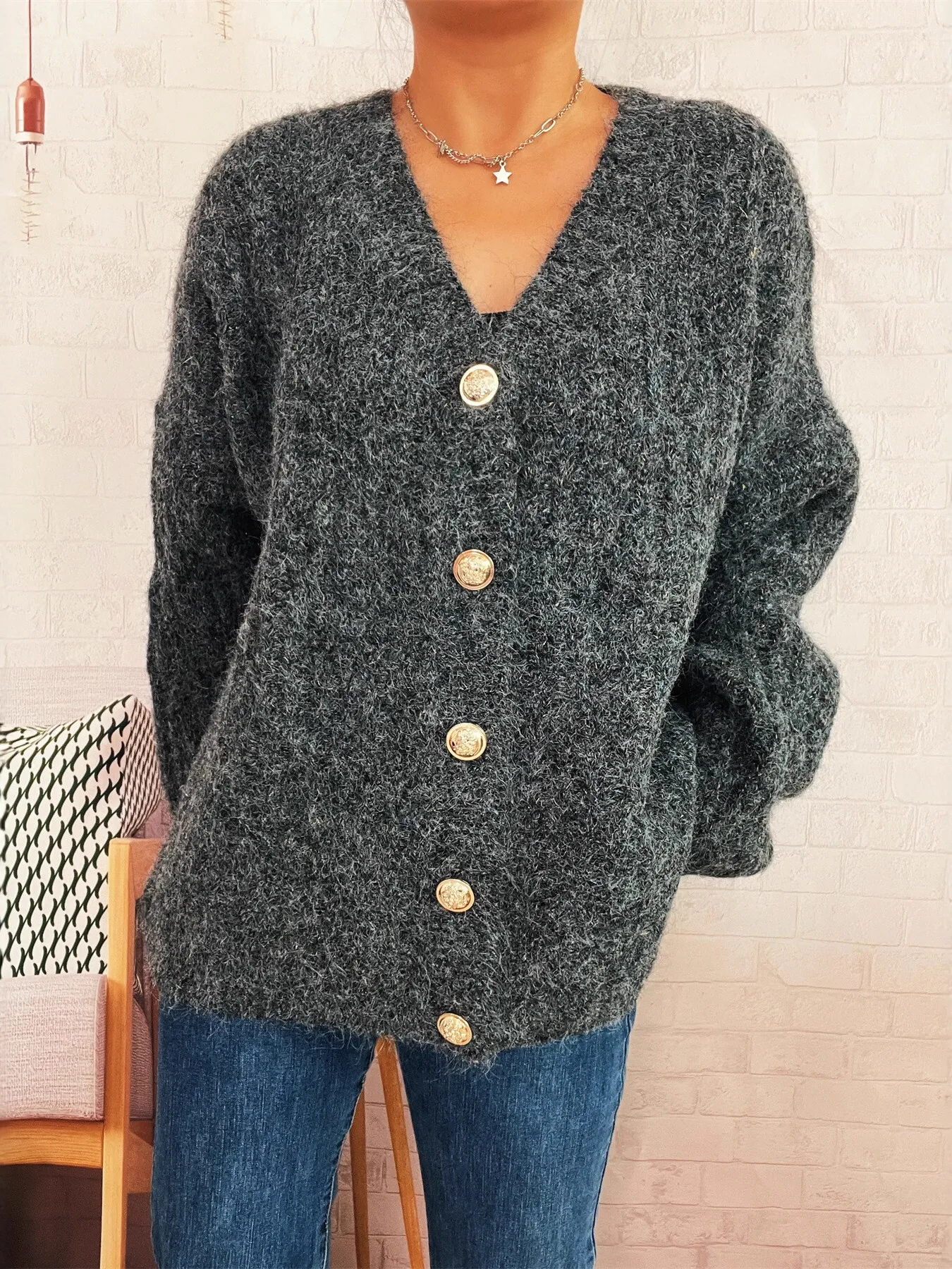 Cable Knit Button-Up Cardigan - Image 20