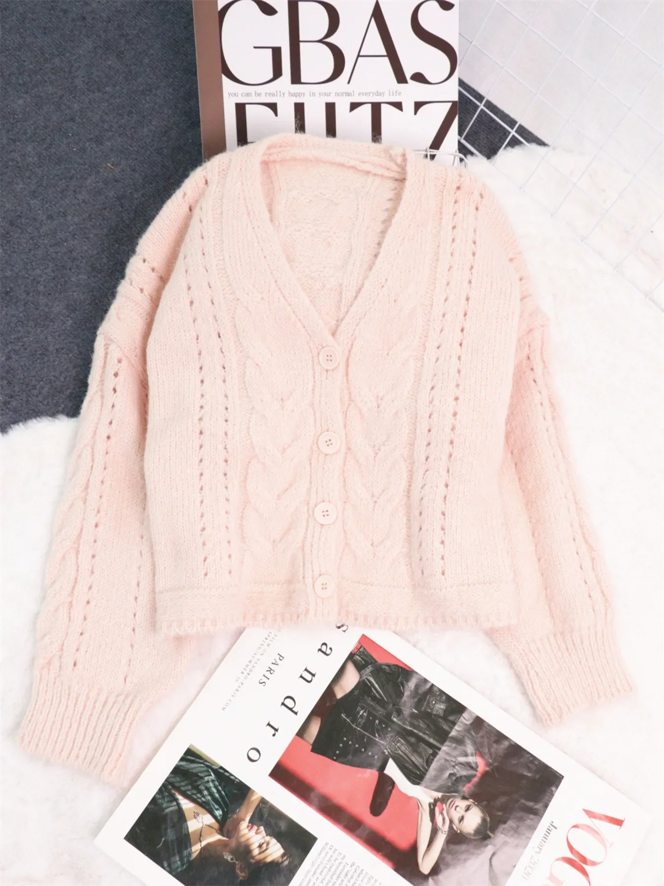 Cable Knit Button-Up Cardigan - Image 12