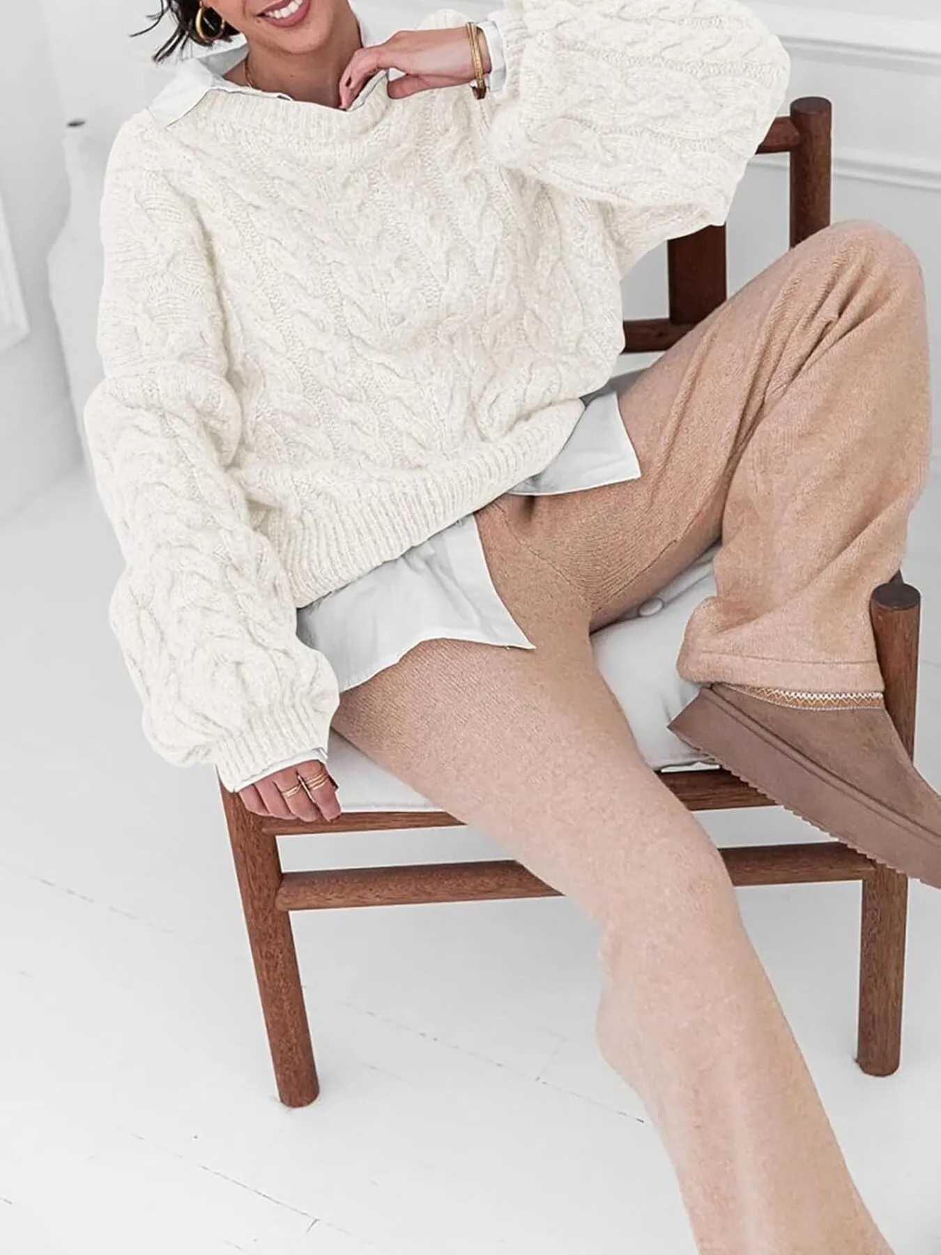 Cable Knit Long Sleeve Sweater - Image 8