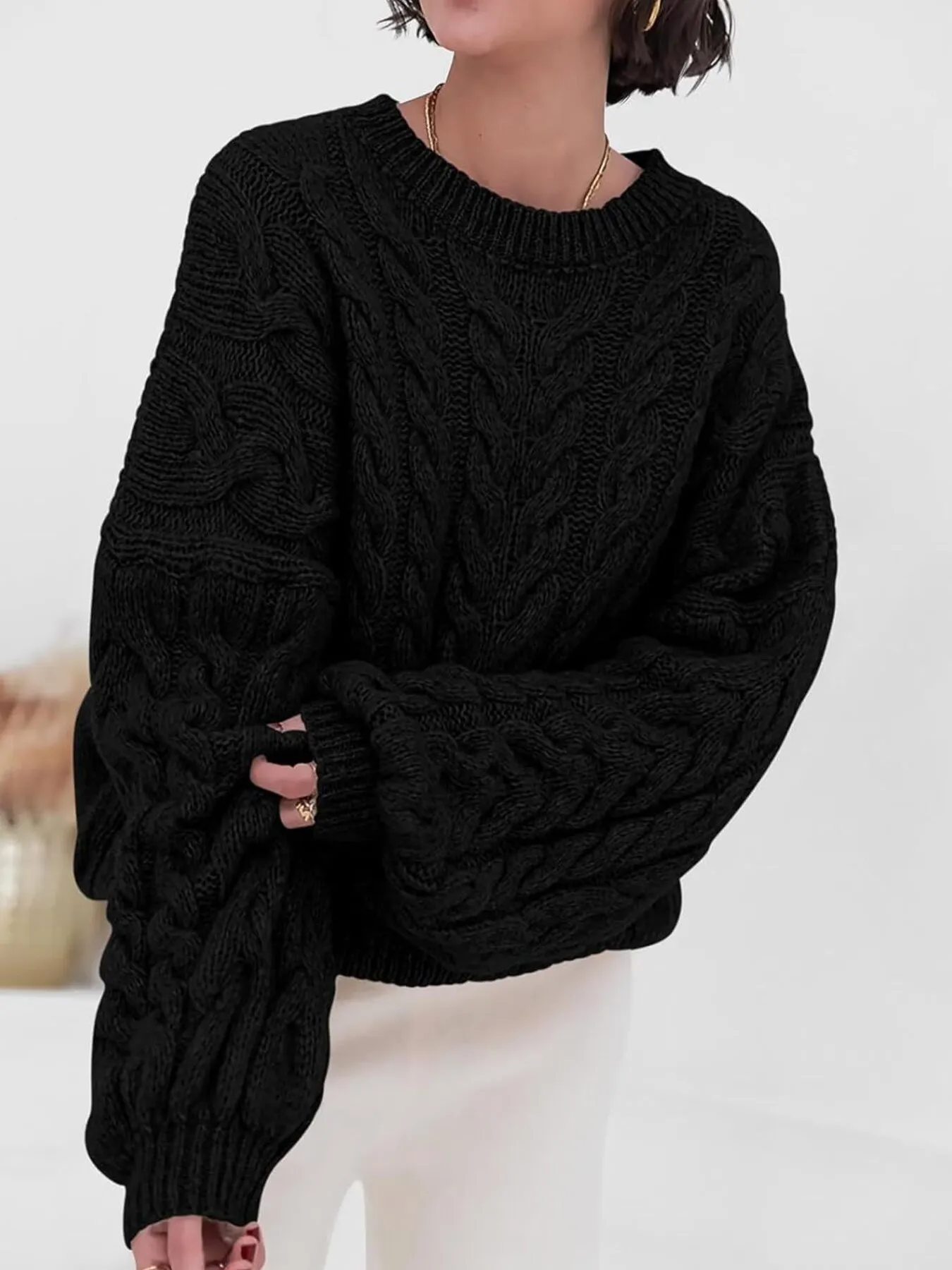 Cable Knit Long Sleeve Sweater - Image 9