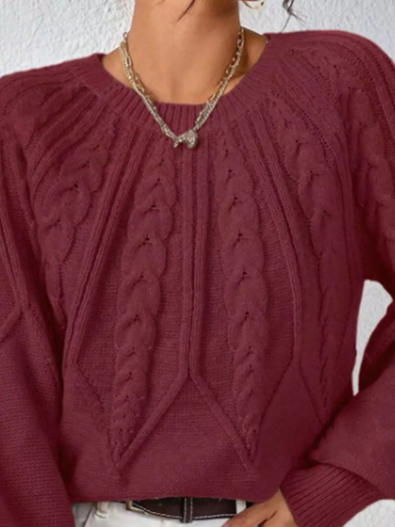 Cable Knit Long Sleeve Sweater - Image 23