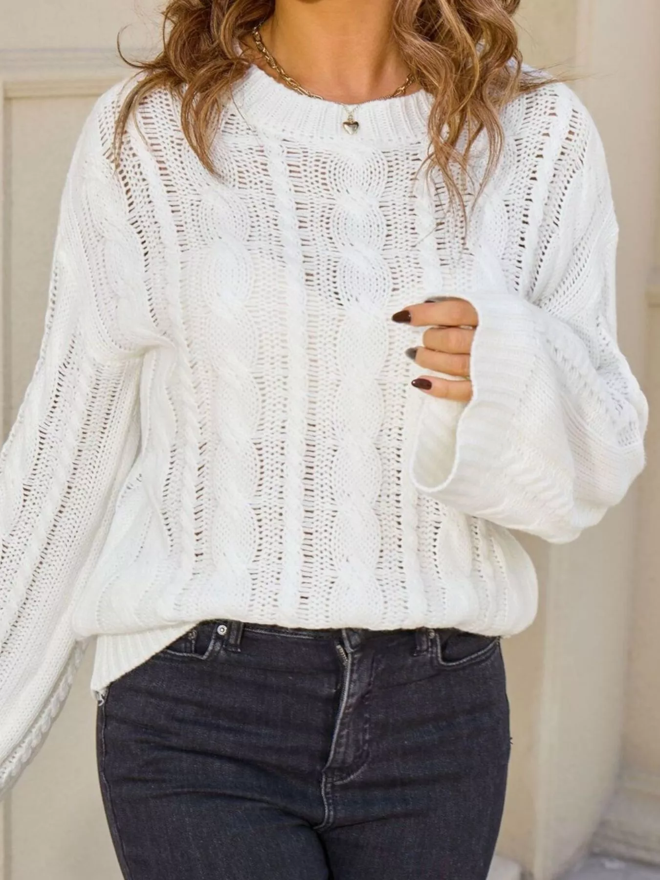 Cable Knit Long Sleeve Sweater - Image 4