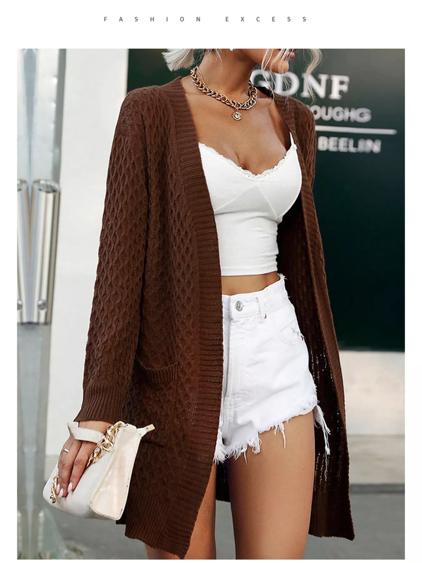 Cable Knit Open Front Cardigan - Image 5