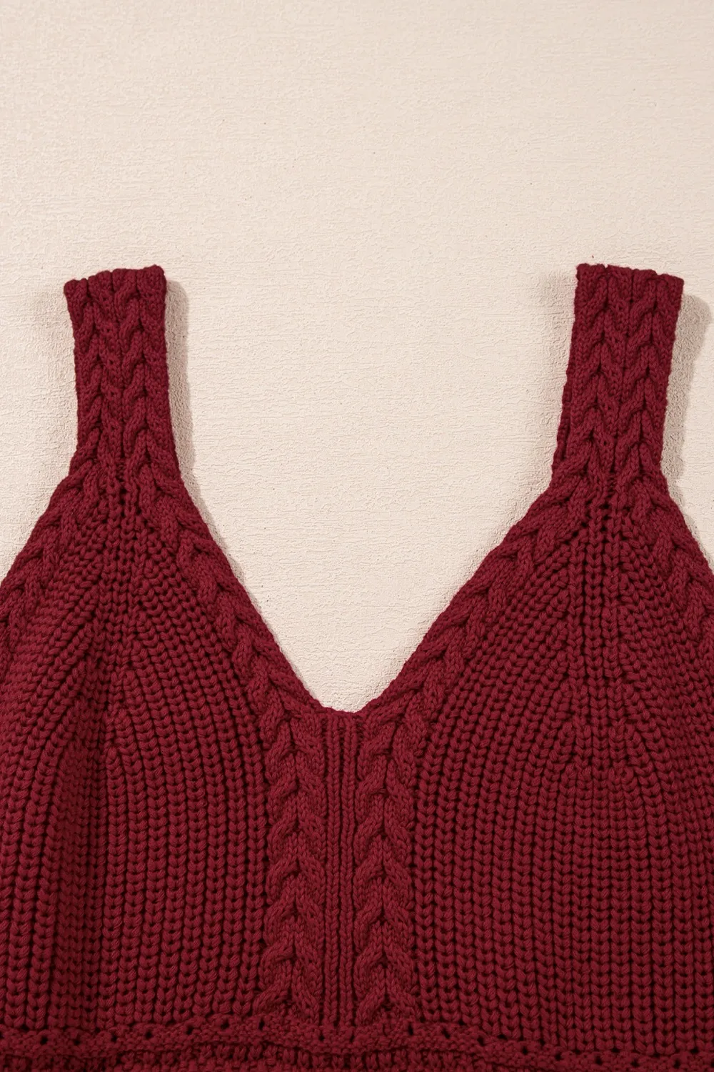 Cable Knit Pointelle Slim Fit V Neck Sweater Vest - Image 8
