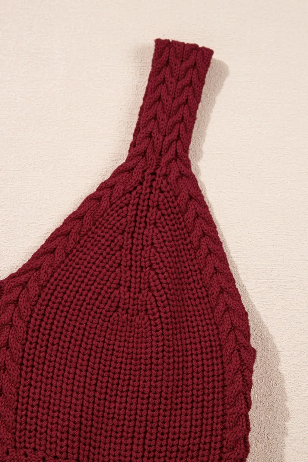 Cable Knit Pointelle Slim Fit V Neck Sweater Vest - Image 9