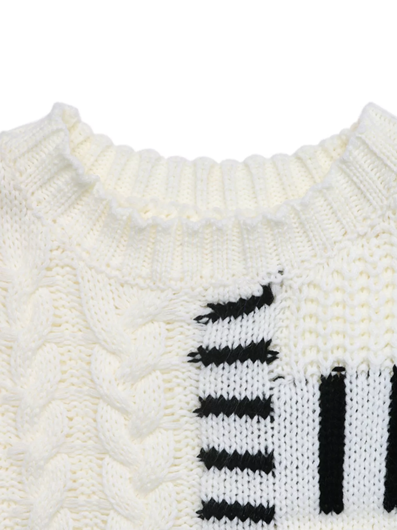 Cable Knit Round Neck Sweater - Image 10