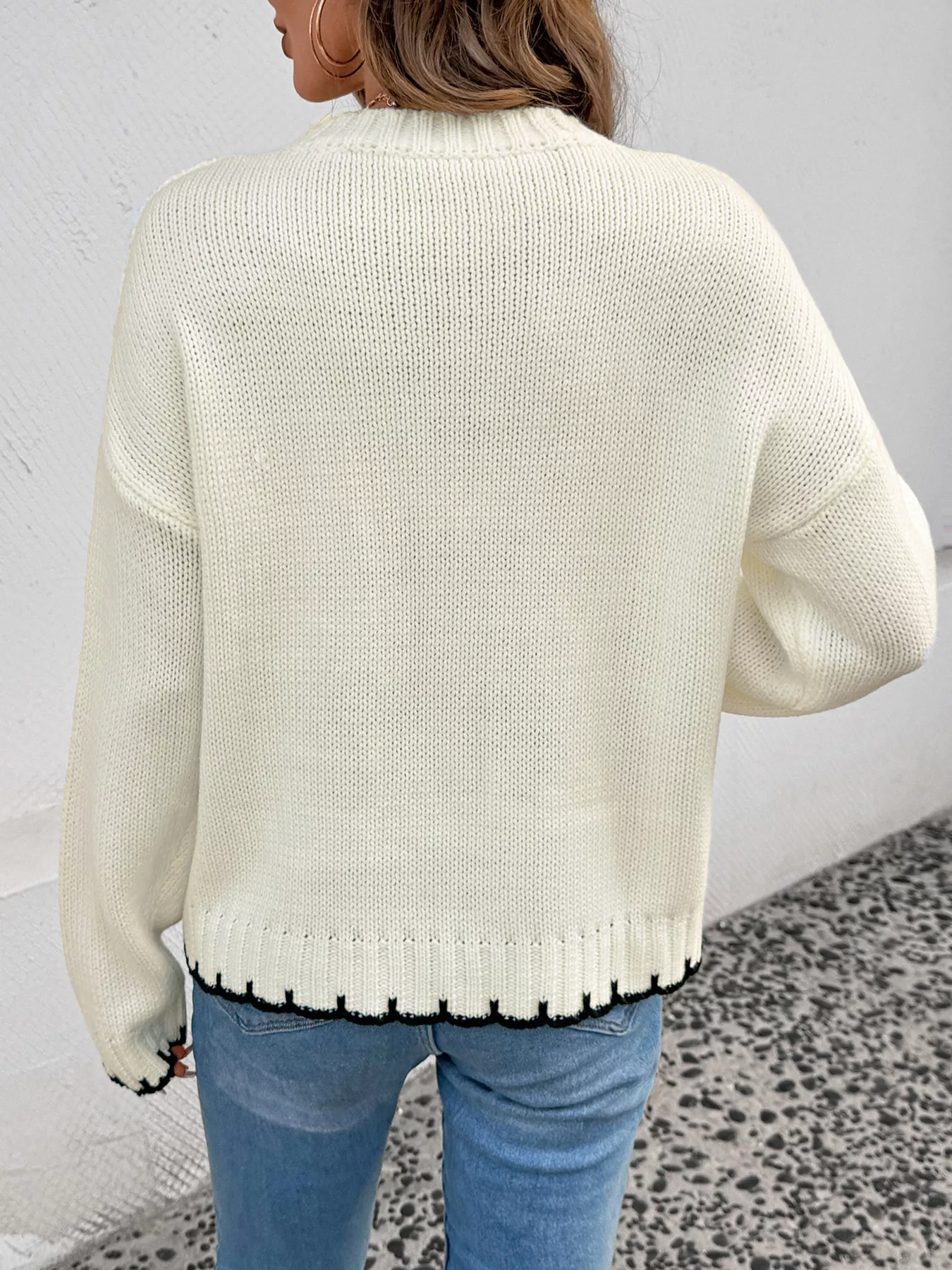 Cable Knit Round Neck Sweater - Image 6