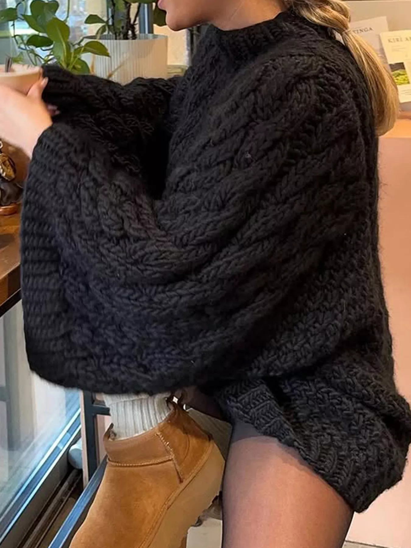 Cable Knit Round Neck Sweater - Image 10