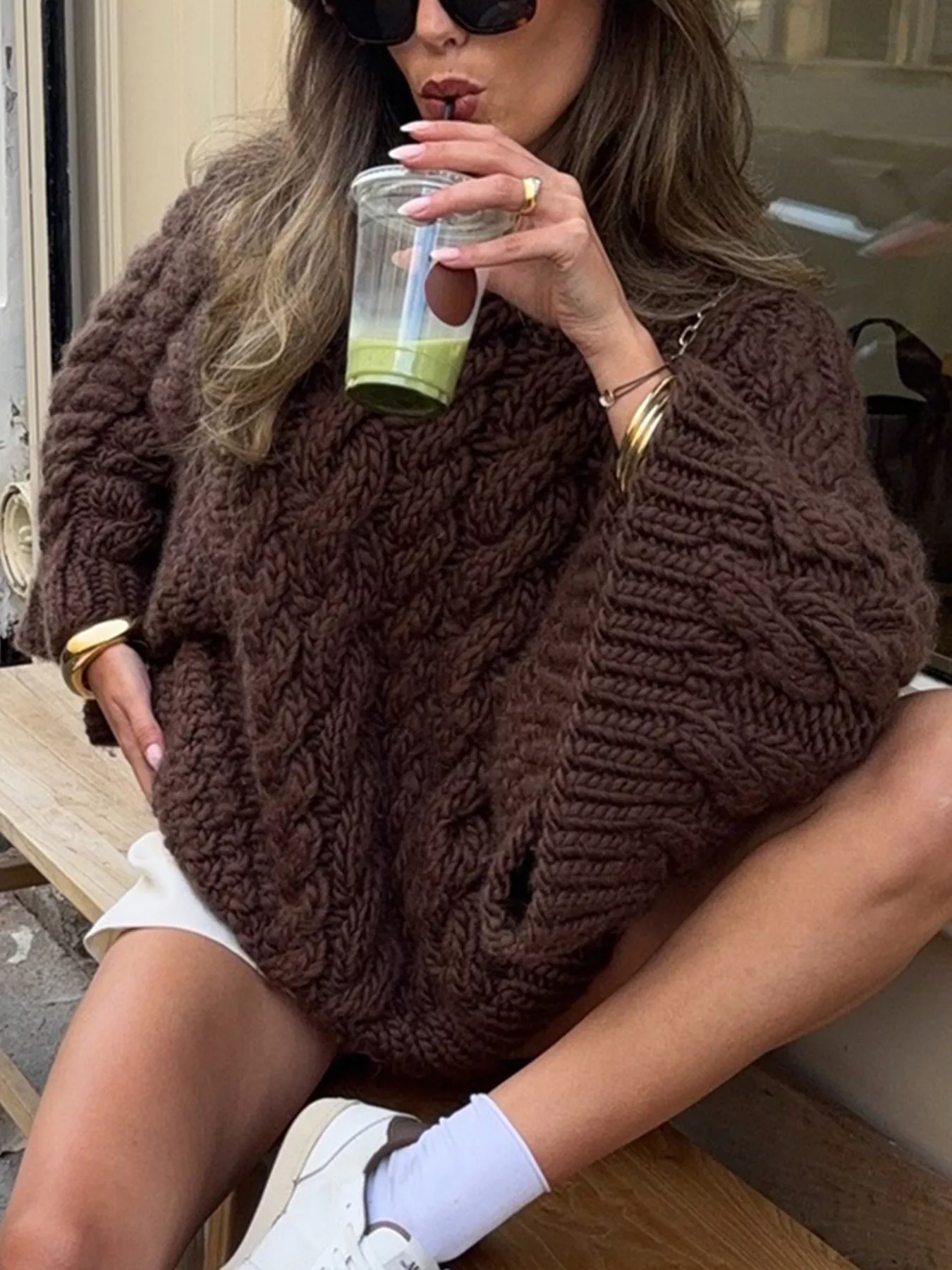 Cable Knit Round Neck Sweater - Image 13